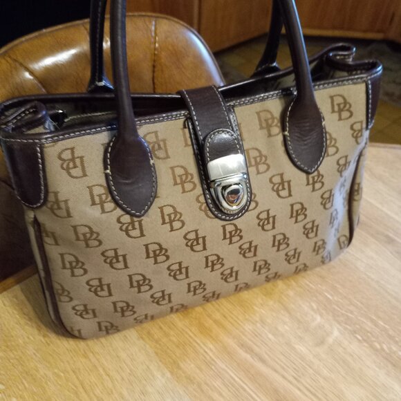 AUTHENTIC DOONEY & BOURKE SIGNATURE MONOGRAM w BUCKLE SATCHEL BAG HANDBAG PURSE - Picture 1 of 10